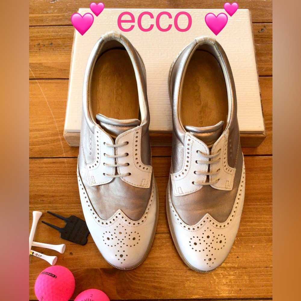 ECCO LEATHER LADIES GOLF SHOE / 2-TONE / EXCELLENT CONDITION SIZE 37